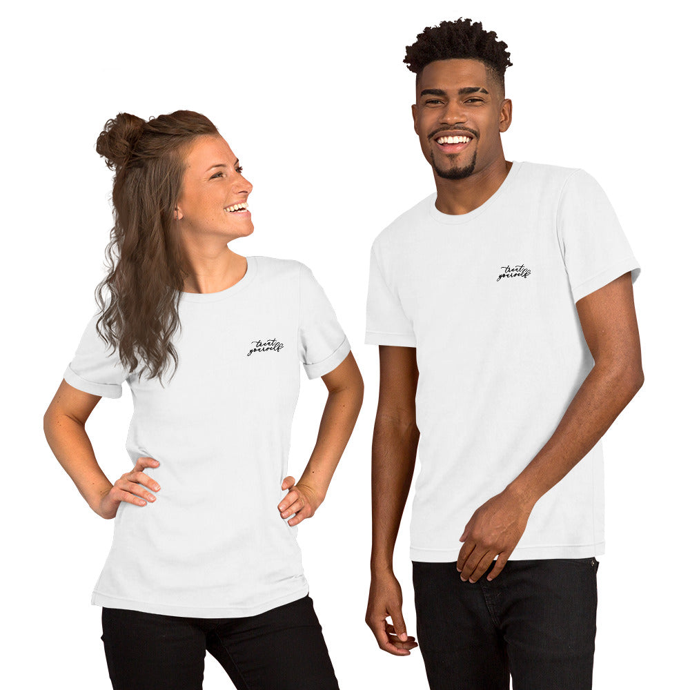 treat yourself embroidered unisex tee